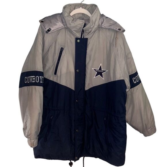 Men’s Dallas Cowboys vintage size M winter insulated jacket coat w hood - Picture 1 of 14